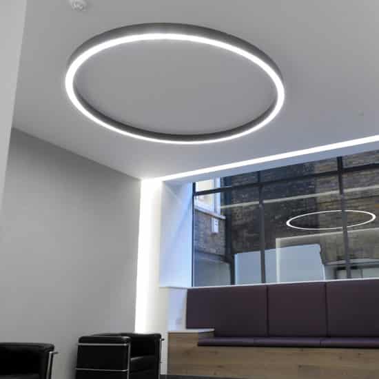 halo luminaire in workplace