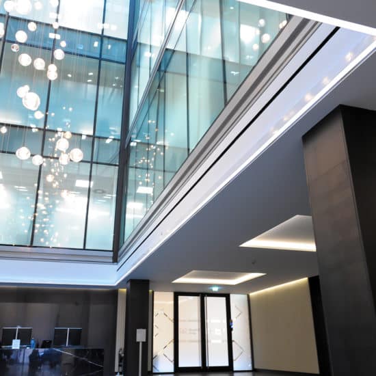 reception area with integrated linear lights