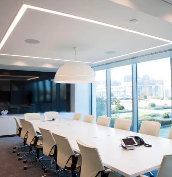 M-Line lighting in white meeting room