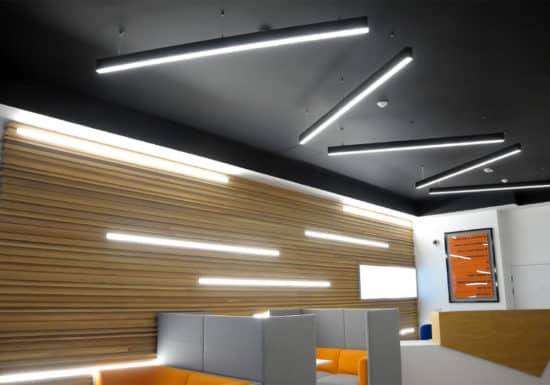 bespoke m-line lighting on ceiling and wall