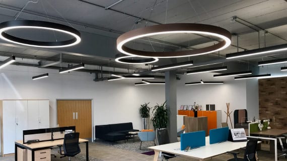 black halo suspended lighting for commercial use