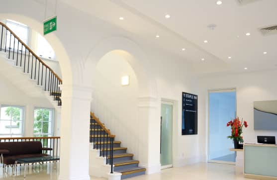 reception area with emergency lighting