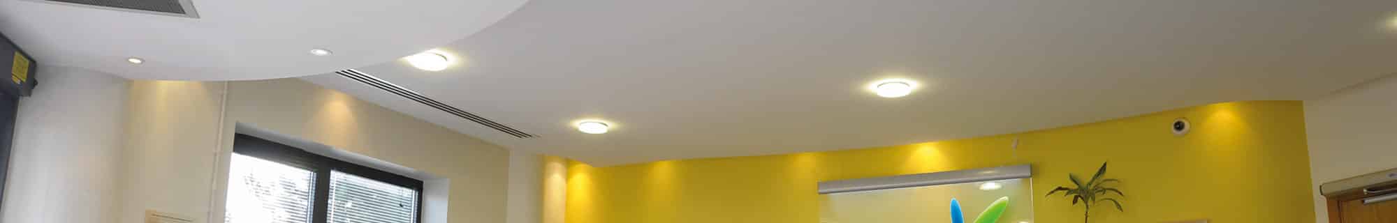 Bulkhead lighting installed ceiling banner