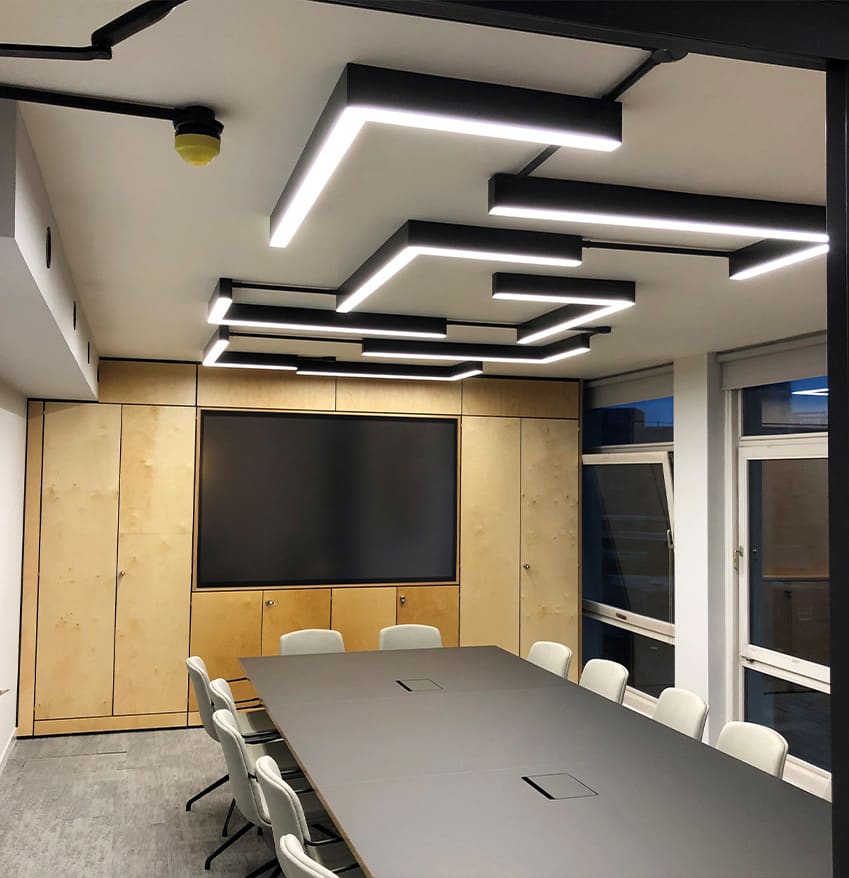 meeting room with bespoke lighting design
