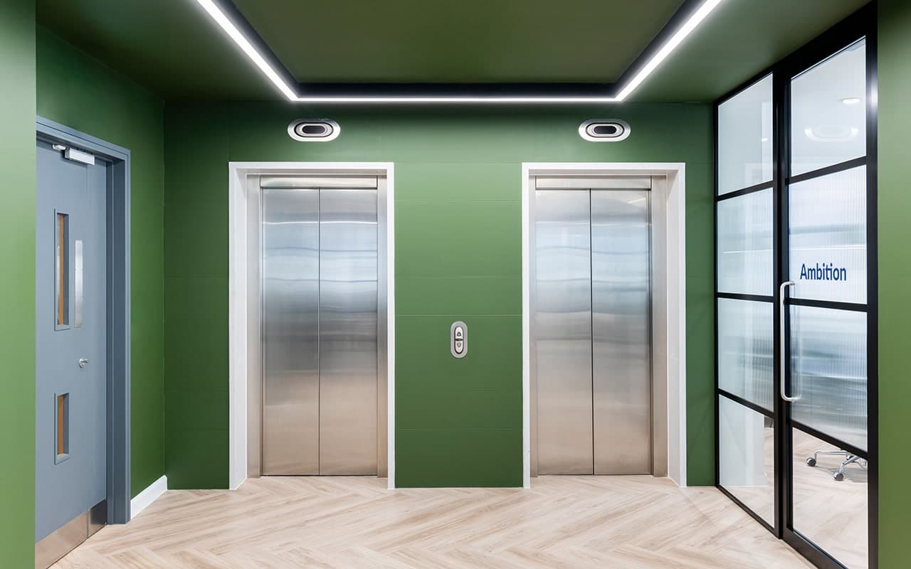 Continuous lighting outside elevator
