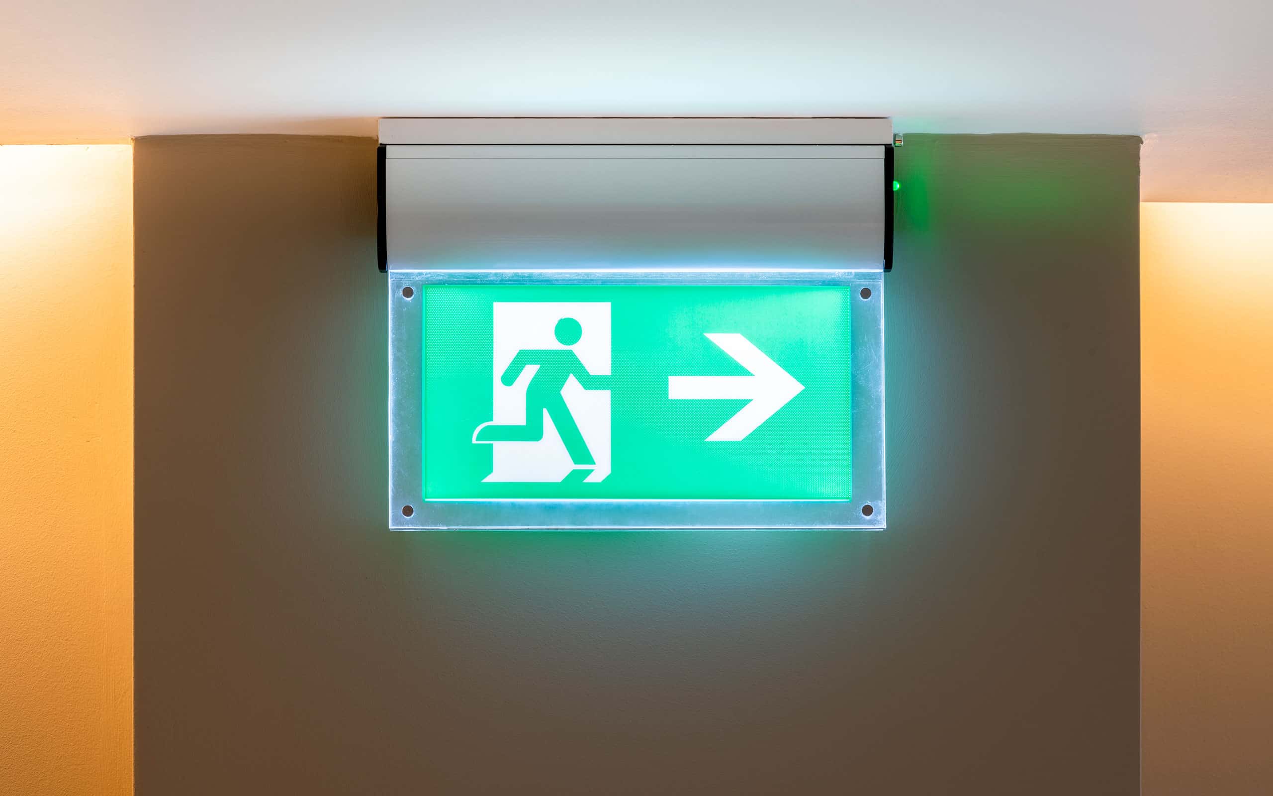 Razor Emergency Exit LED Lights In An Office