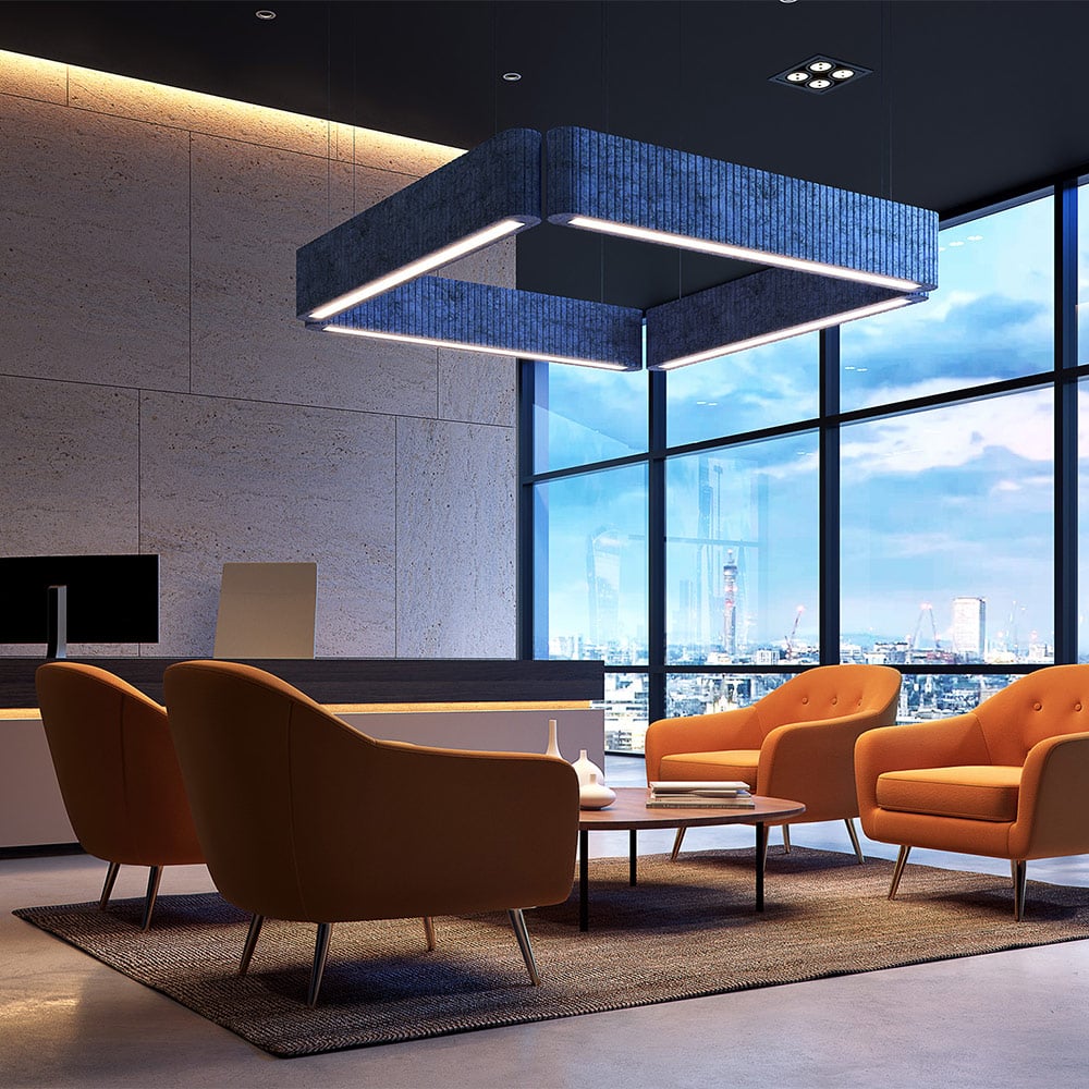 Sonido Acoustic Lighting by Mount Lighting in office reception area