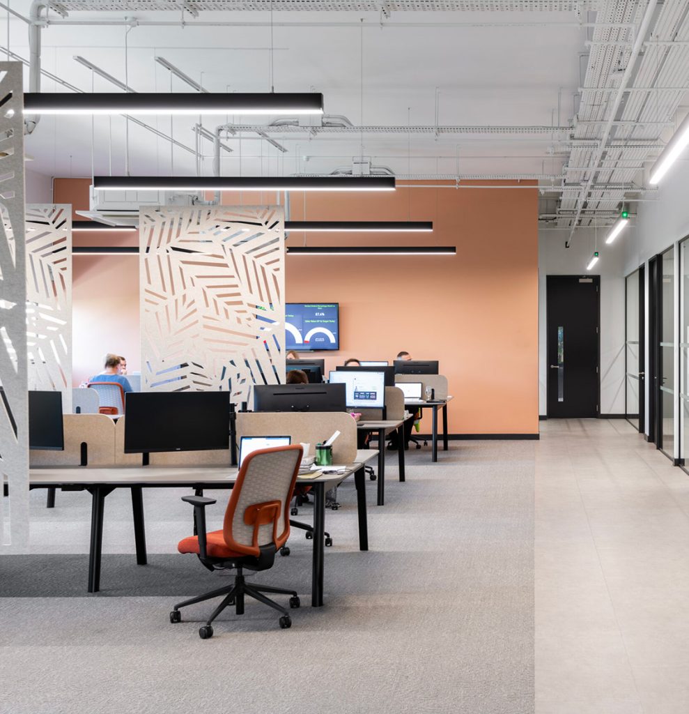 M-Line suspended lighting in modern office setting