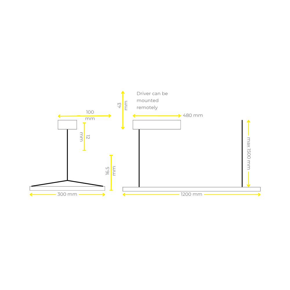 Blade Suspended LED Panel dimensions