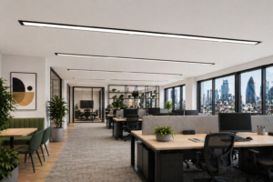 M-Line Low Glare Recessed LED Lighting in modern office interior - Mount Lighting