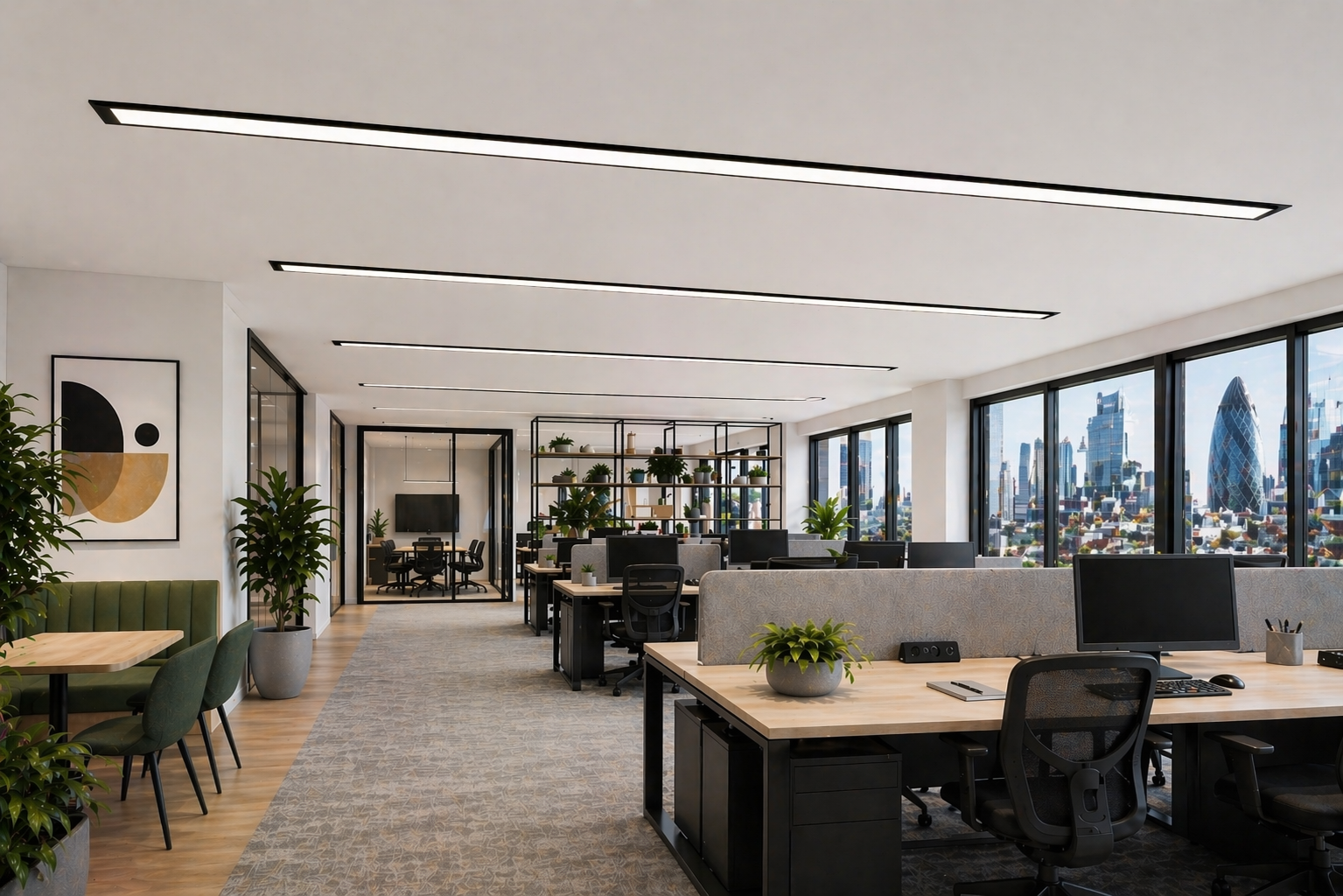 M-Line Low Glare Recessed LED Lighting in modern office interior - Mount Lighting